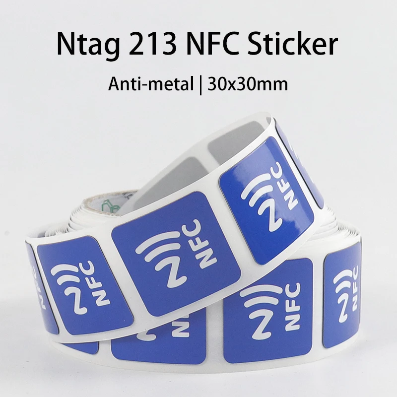 

20pcs Anti-Metal NFC Tags NTAG213 NFC Stickers Work On Metal Self-adhesive 30x30mm NFC Tag 144 Bytes Memory