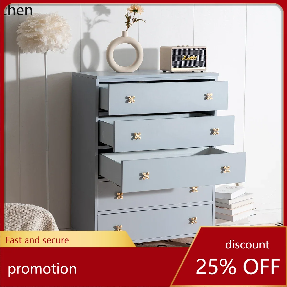 

HXL Cream Wind Living Room Storage Small Standing Cabinet Bedroom Bedroom Bedside Storage Cabinet Blue Locker