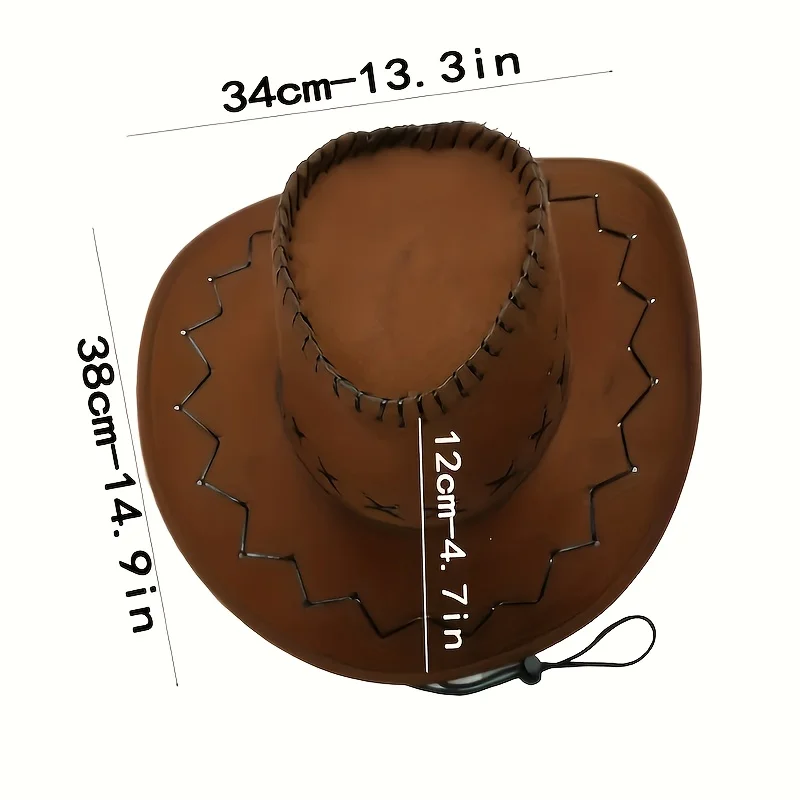Cowboyhut für Herren und Damen, Western-Wildleder, Cowgirl-Hüte, Urlaubskappe, modisch, West-Kostüm, Party, Cosplay, Kopfbedeckung