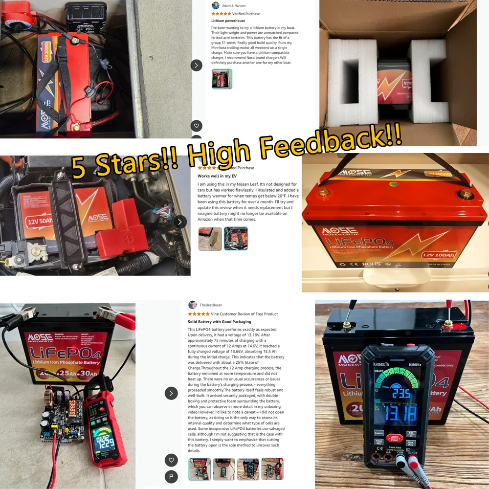 LiFePO4 Battery 12V 50Ah 100Ah 200Ah 300Ah 24V 36V 48V Phosphate Rechargeable Battery Built in BMS 4000+ Deep Cycles For Scooter