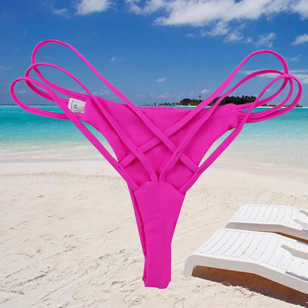 

High Waist Bikini Briefs Women Swimsuit Plus Size Beachwear Low Waisted Underwear Sexy Panties Stretchy V Shape Design Fits Pool