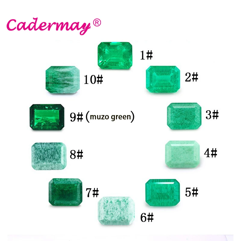 CADERMAY Lab Grown Hydrothermal Emerald With Inclusions Gemstone Emerald  Shape AGL Certificate For Jewelry Making DIY