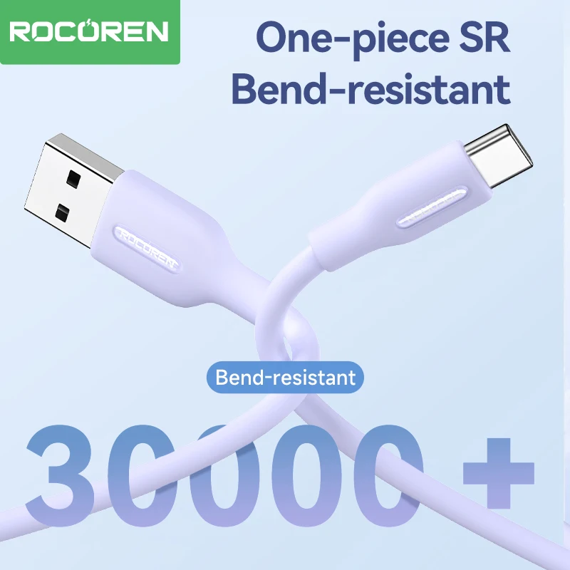 Rocoren USB Type C Data Cable  3A Fast Charging Cord For Samsung Galaxy S24 S23 Xiaomi Quick Charge Type-C Phone Charging Cable