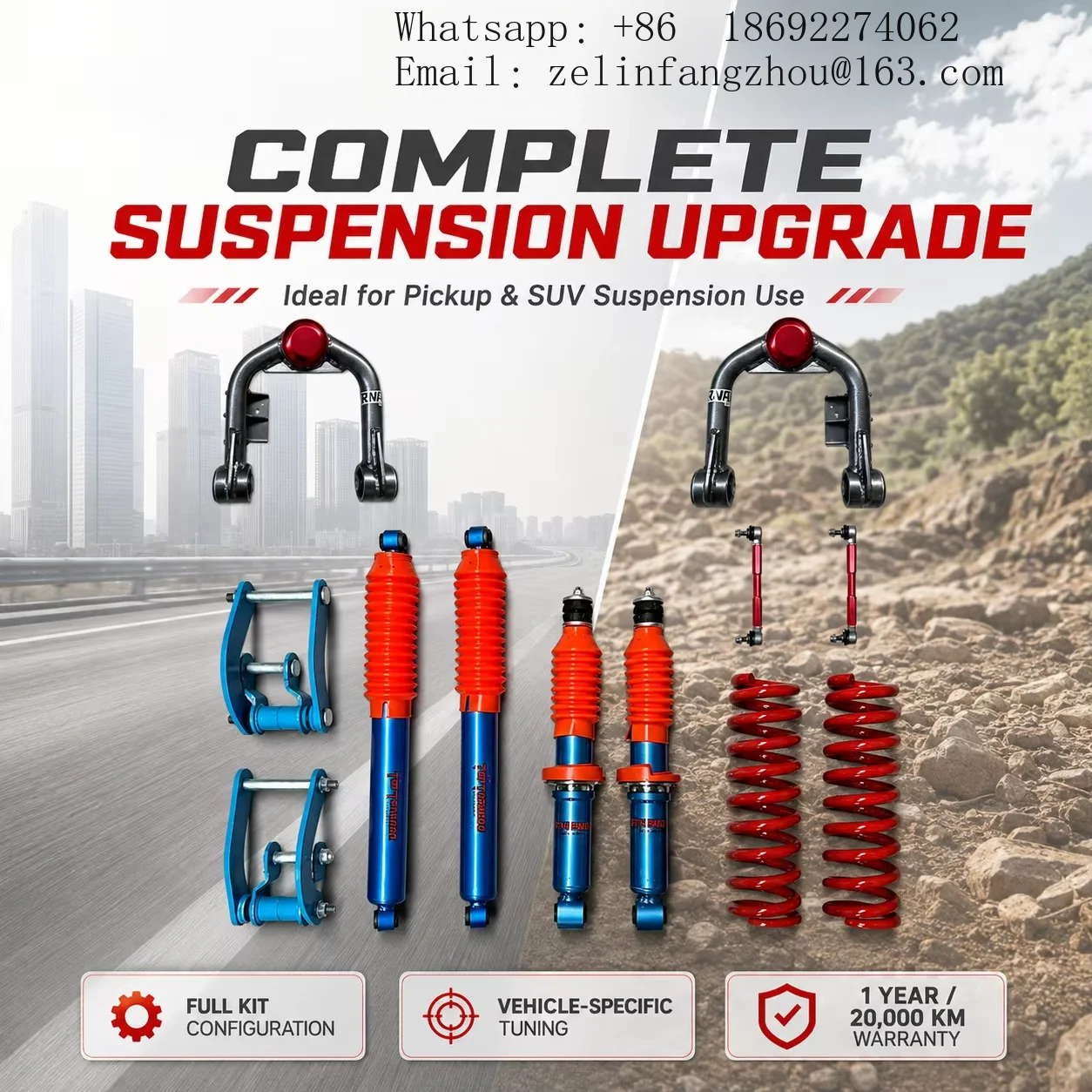 4x4 Off Road BT58 Shock Absorber Kit Built In Nitrogen for Toyota Tacoma 4WD Lifted Suspension Heavy Duty Pro Kit Set