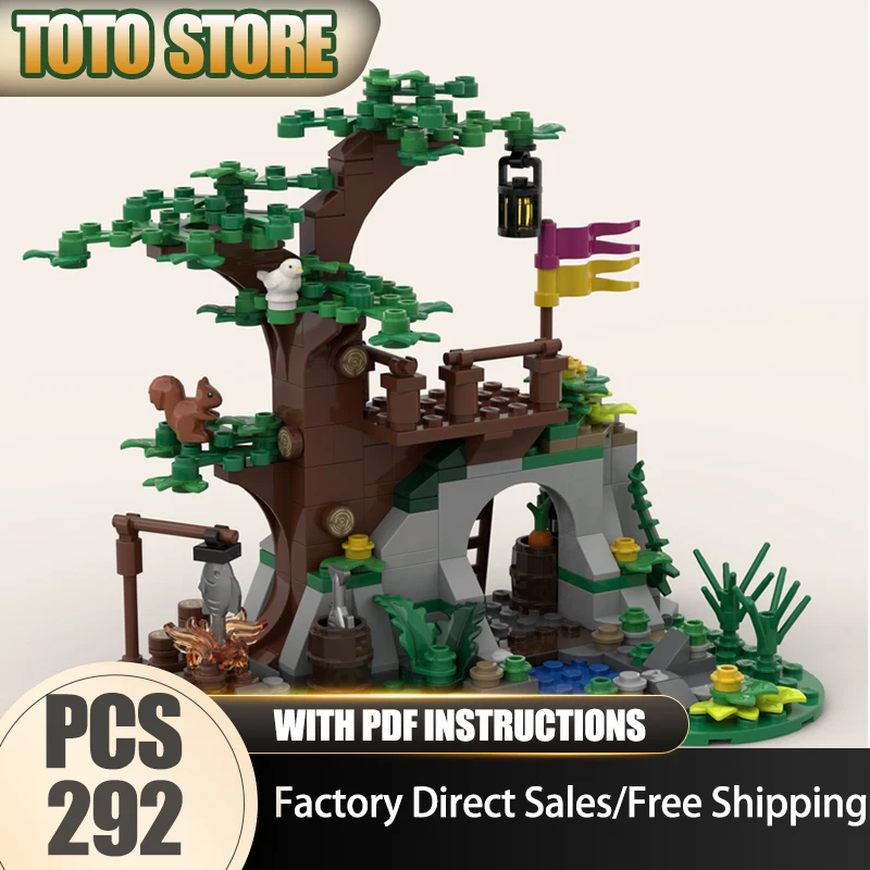 

Модель замка Moc Building Bricks Forestmen Meet Wolfpack Модель здания Технология Вид на улицу города Модель Блоки ConstrustionToy