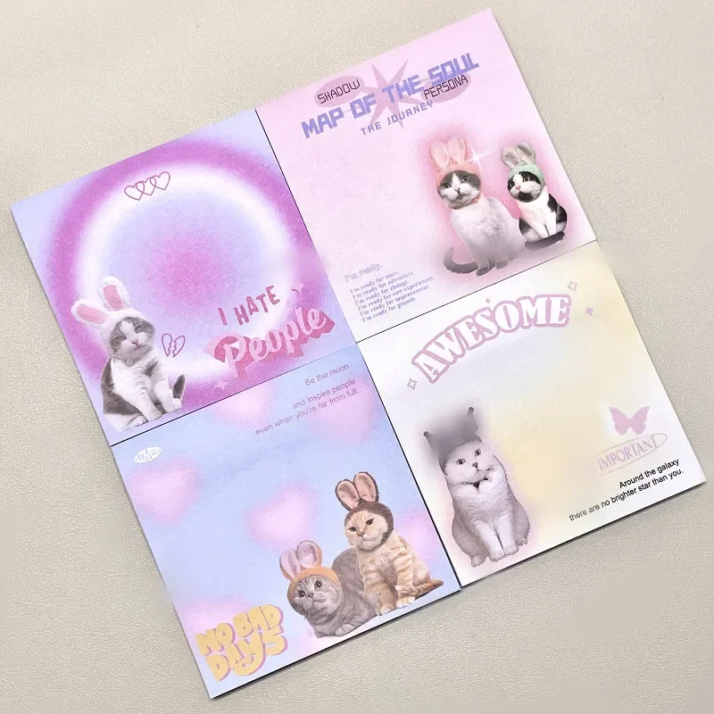 50sheet Cute Cat Memo Pad Amercian Style Lovely Kitten Sticky Note 8*8cm Kawaii Stationery Scrapbook Decorative Paper Student