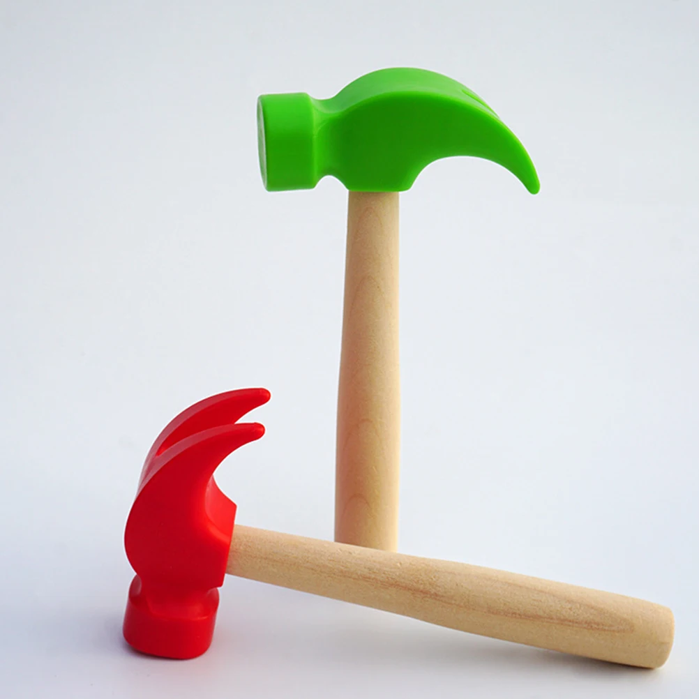 2Pcs Repair Tool Claw Hammer for Kids Premium Wood PP Material Small Hitting Mallet Pounding Game Pretend Play Activity