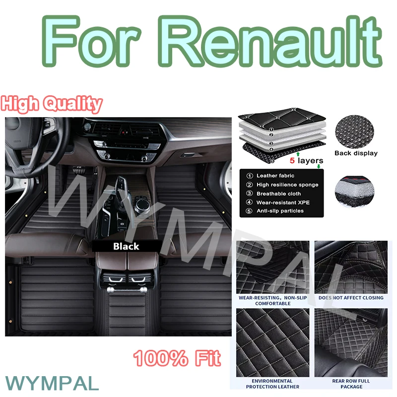 Luxury Custom Car Floor Mats For Renault Captur Koleos Fluence Arkana Duster Laguna Zoe Pulse Clio accessories interior pads