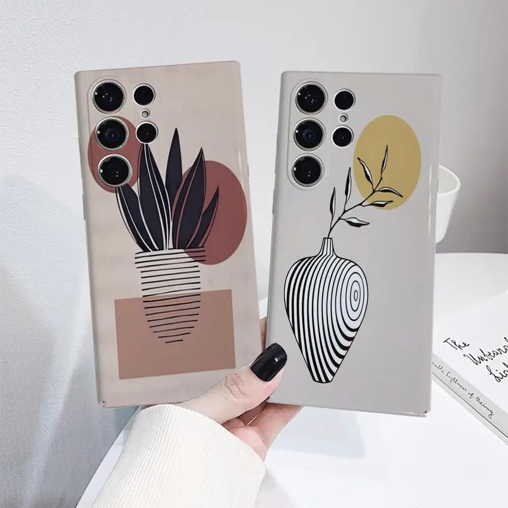 

Abstract Line Flower Vase Nordic Phone Case for Samsung S25 Film Shell GalaxyS24Ultra 23plus S22 21 A56 36 26 16 Luxury Cover