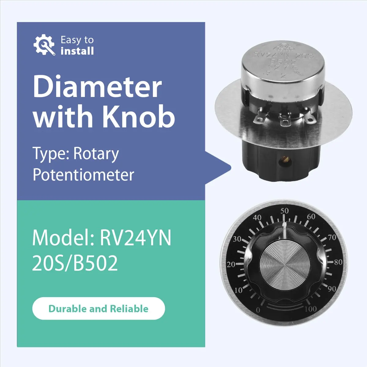 ABLG & Rotary Taper Carbon Potentiometer with Diameter with Knob, RV24YN 20S B502 5K Ohm