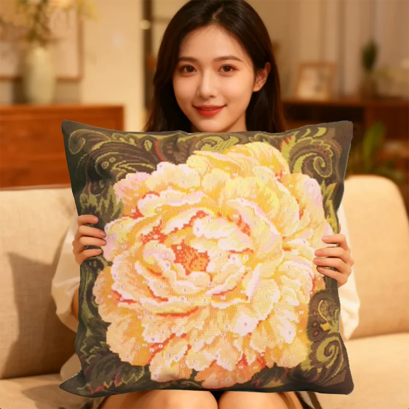 2026 New style 5D printed Canvas DIY cross stitch pillow cushion kits sets arts adult Craft Embroidery Needlework Sewing thread