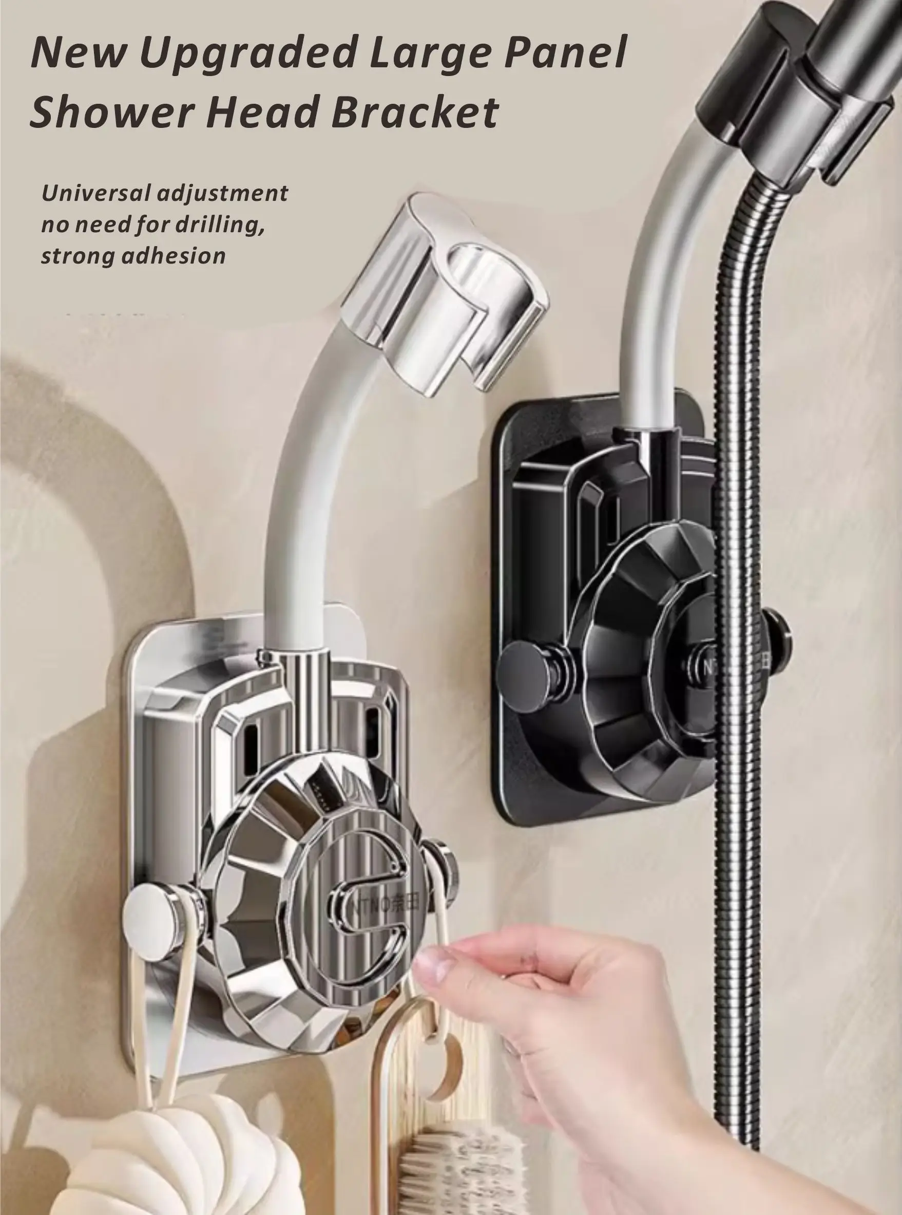 

New 360° No Drill Shower Head Holder Adjustable Universal Showerhead Bracket with Adhesive Sticker Bathroom Wall Mount Accessory