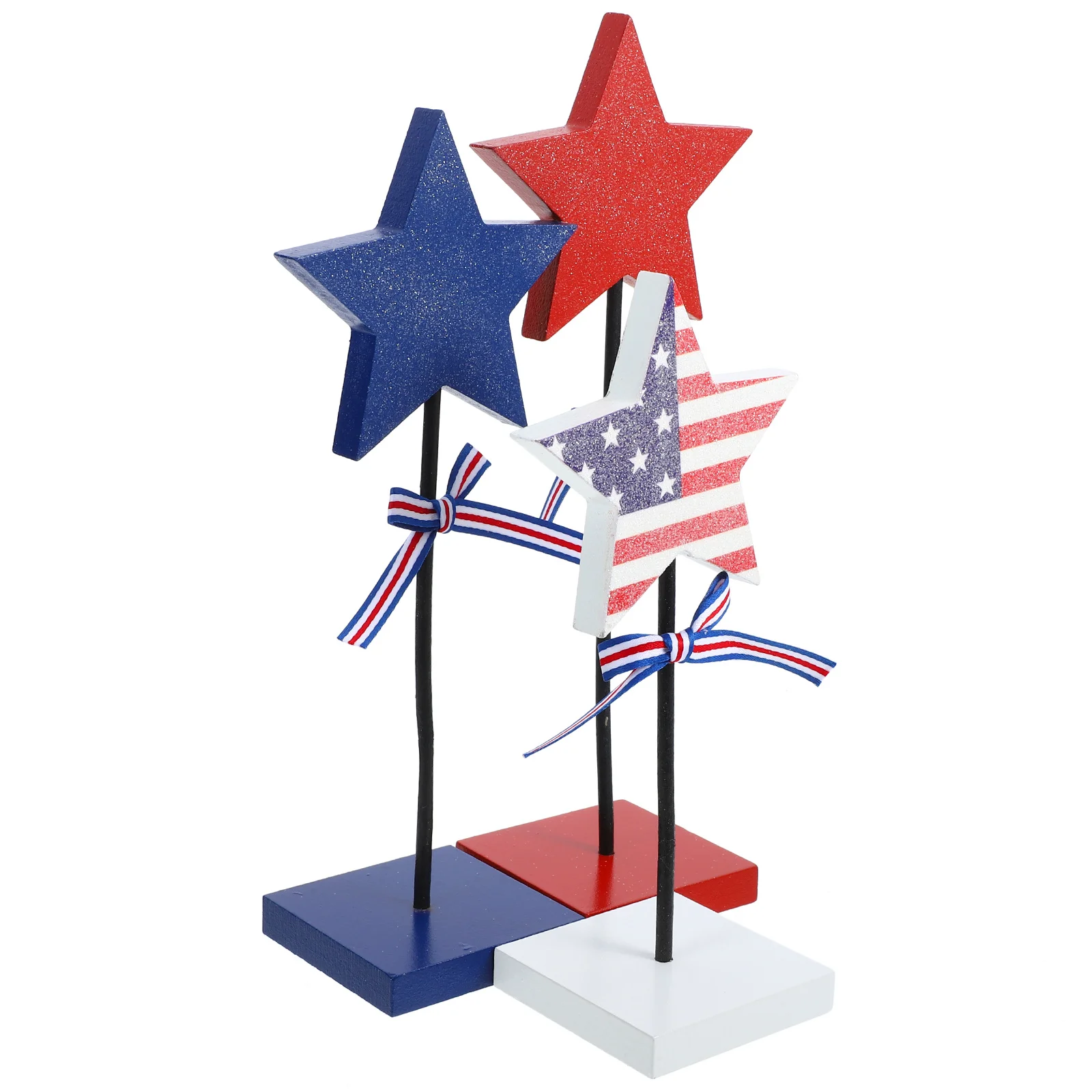 

3Pcs Independence Day Wood Star Decor 4th of July Table Decoration American Theme Party Festive Adornment American Wood Decor