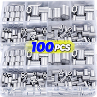 10/100x Double Hole Cable Crimp Rings 8-Shape Aluminum Sleeve Clamps For 1.55/2/2.2/3/4mm Steel Wire Rope Fixed Accessories