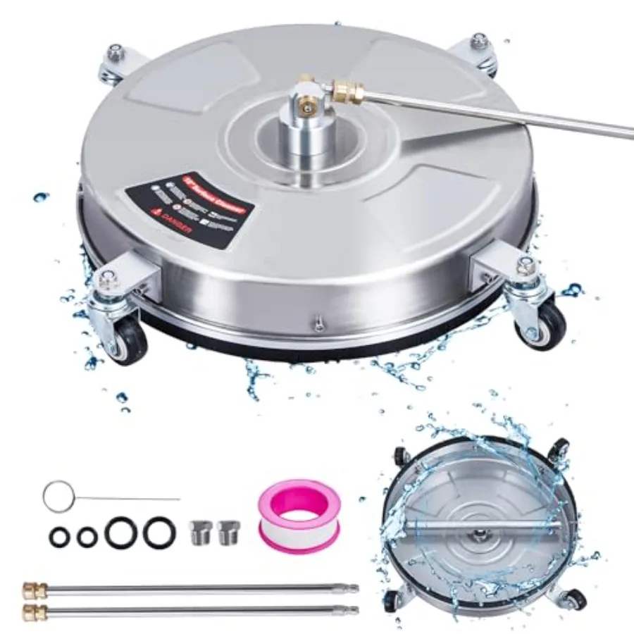 

24 мойки высокого давления, очиститель поверхностей из нержавеющей стали с 4 колесами, двойная ручка для бетонного патио, тротуарной дорожки, пола, подъездной дороги