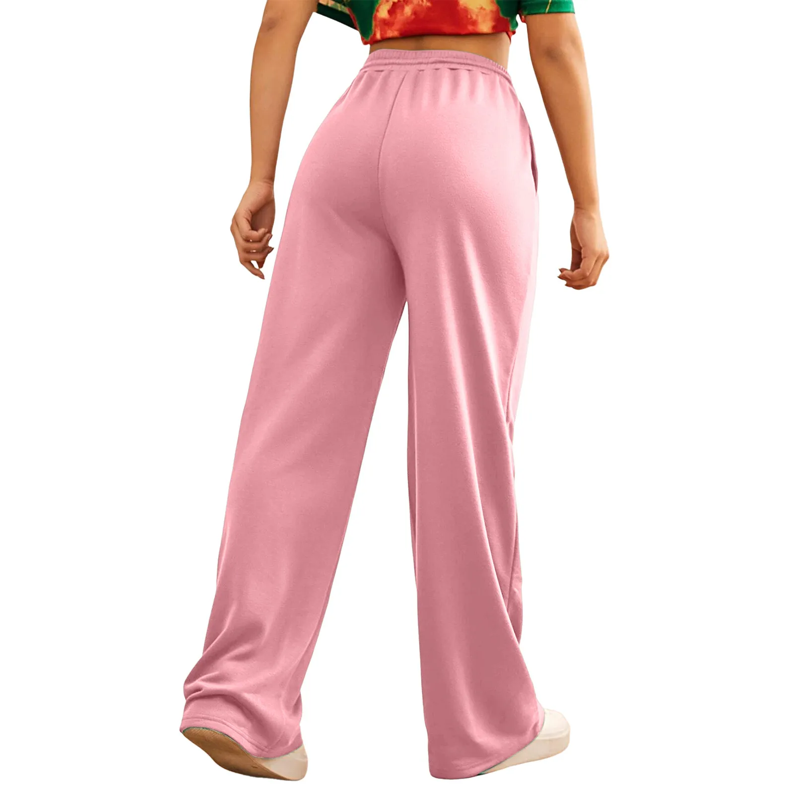 Wide Leg Pants For Women’s Fleece Lined Sweatpants Straight Pants Bottom All-Math Plain Fitness Joggers Travel Basic Pants