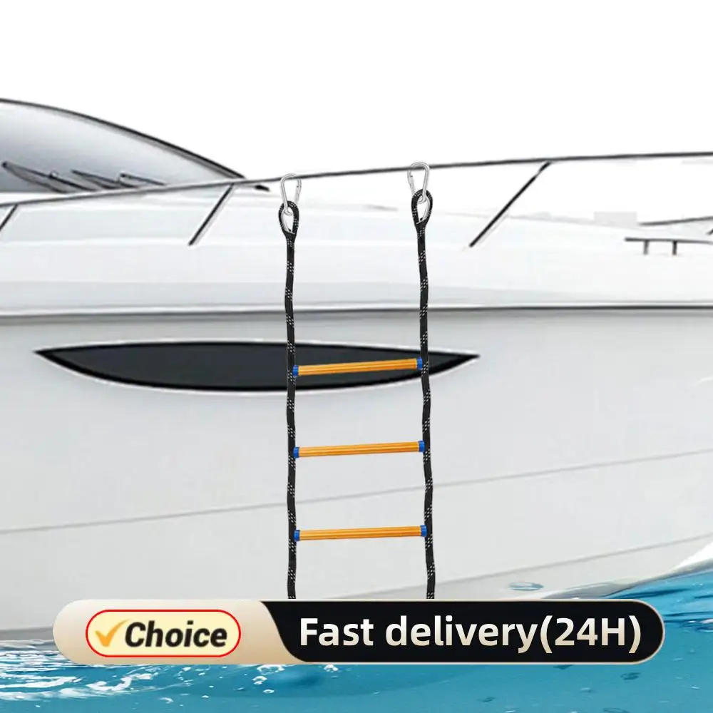 قارب سلم حبل تمديد البحرية سلم بحبال 4 خطوة مساعدة قارب سلم الثقيلة تسلق حبل 450Lbs قوة للتجديف