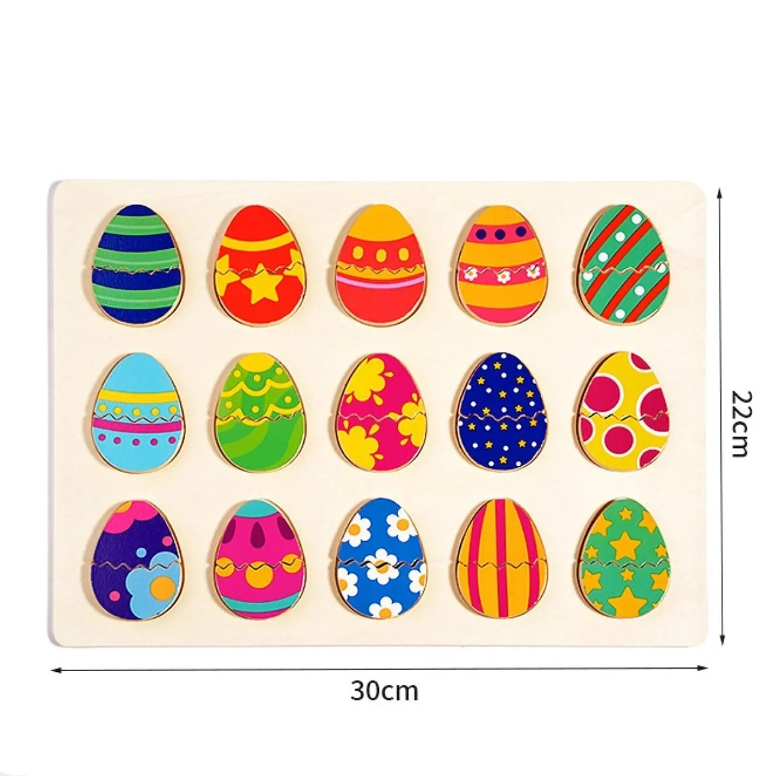 Wooden Shape Puzzle Shape Matching Board Fine Motor Skill Easter Egg Matching Toy Kids Sensory for Family Game Children Kids