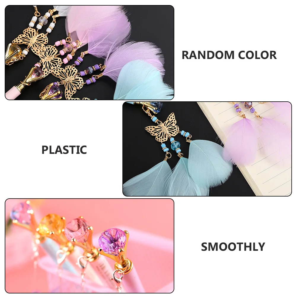 

2pcs Butterfly Pendant Retractable Mechanical Pencil Smudge Resistant Break Resistant Student School Office Supplies