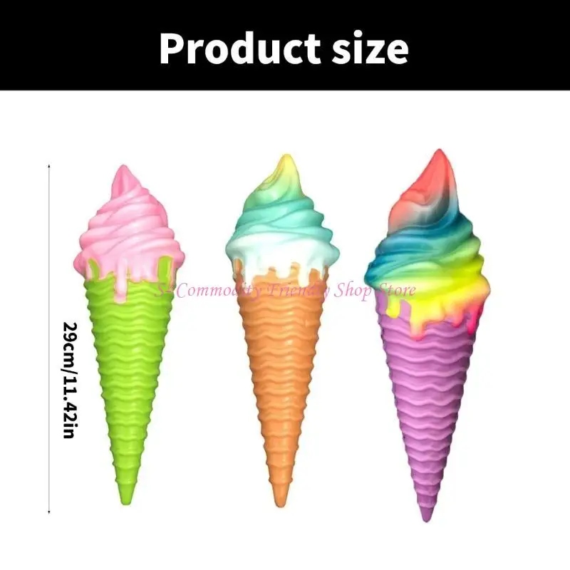 85AE ที่มีสีสัน Ice Cream CONE Squeeze ของเล่นเด็กผู้ใหญ่นุ่มมือผ่อนคลาย Squeezable ของเล่นสำหรับนักเรียนเด็กนักเรียนผ่อนคลาย