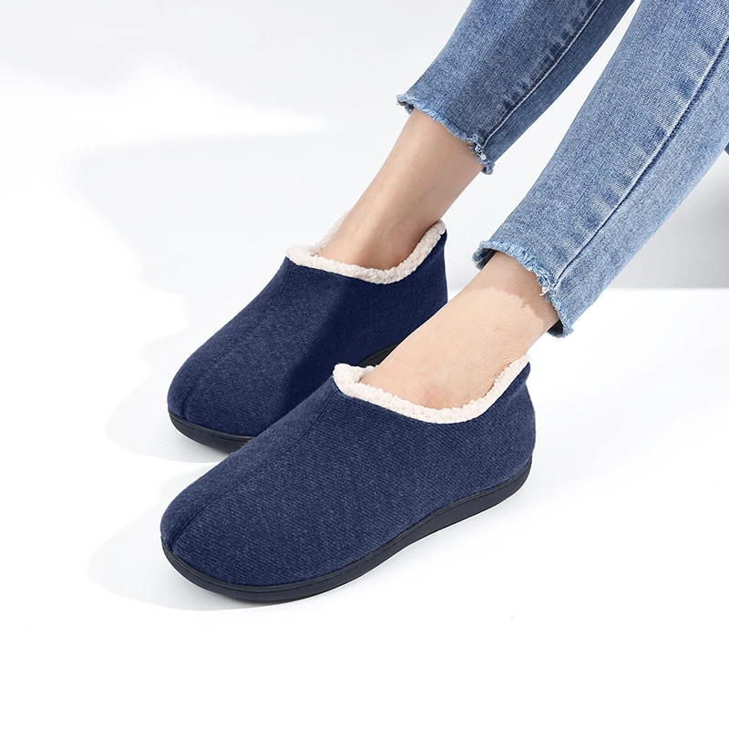 Shevalues Damen Winter Baumwollschuhe Warme Fleece-Gefütterte Indoor-Outdoor Fell-Hausschuhe Rutschfeste Gummisohlen Herren Flauschige Hausschuhe – Detail 20