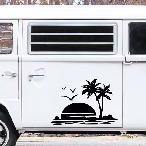 Palm Trees Car Caravan Stickers Accessories Camper Motorhome Paradise Decals Vinyl Decoration Door Bumper