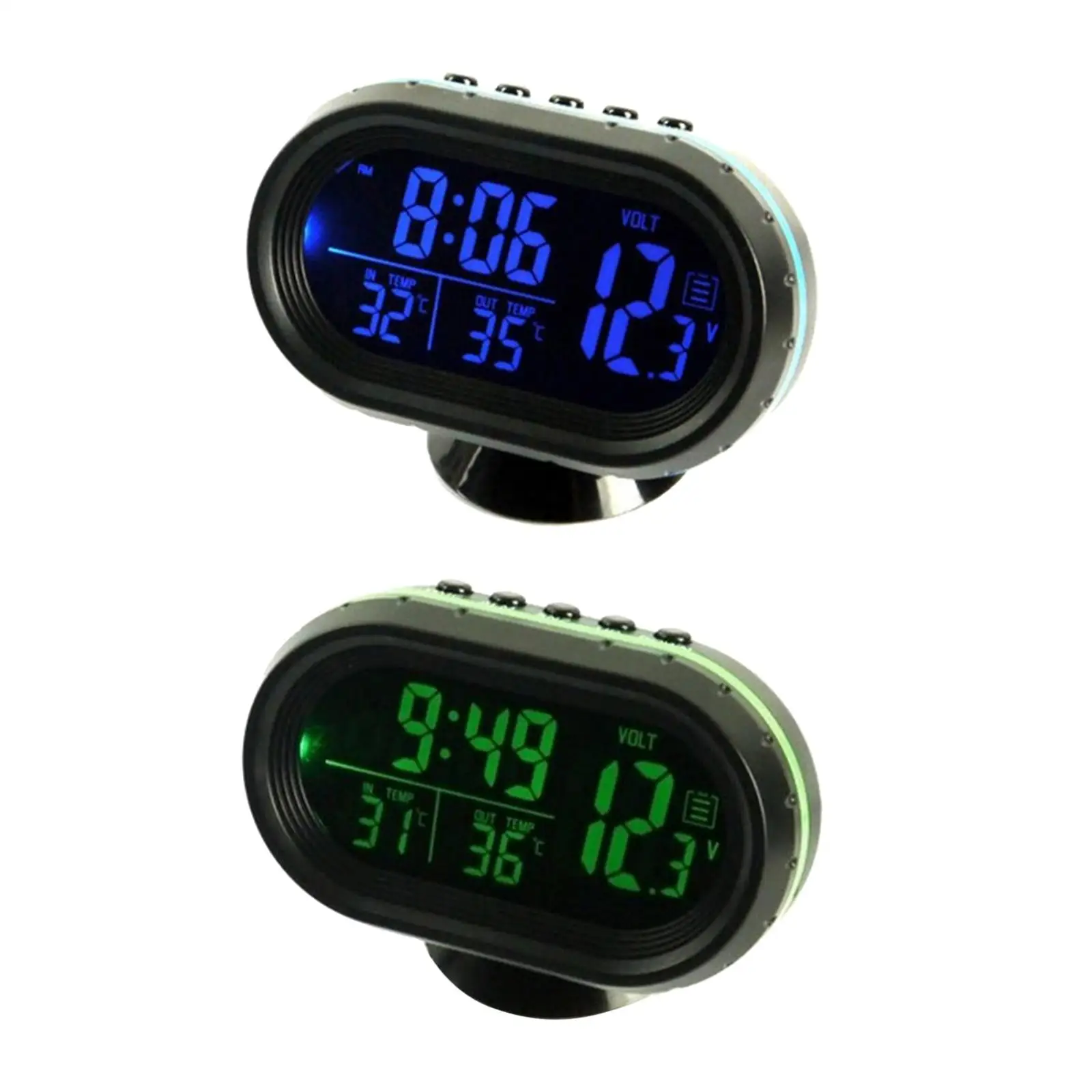 Car Digital Thermometer Clock Voltmeter Temperature Gauge Voltage Tester