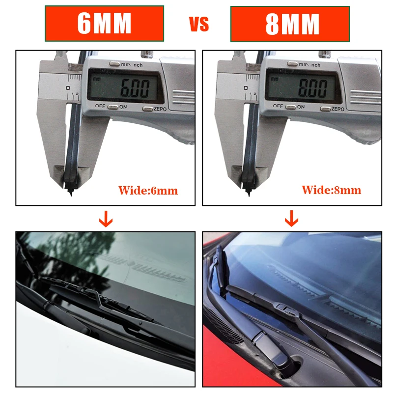 KAWOO 8mm/6mm Car Windscreen Wiper Blade Insert Soft Rubber Strip (Refill) 14\