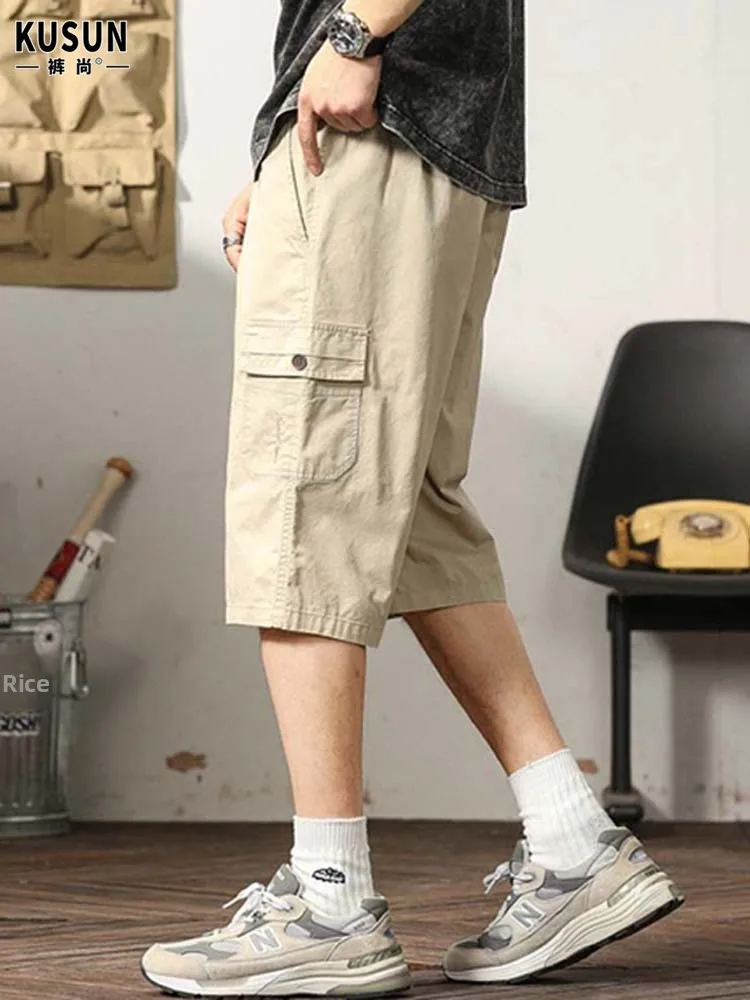 

Khaki Men's Summer Lightweight Seven-Foot Pants New Sle 2025 Ultra-Fire Mid-Length Work ort Pants Functional Pure Cotton ...