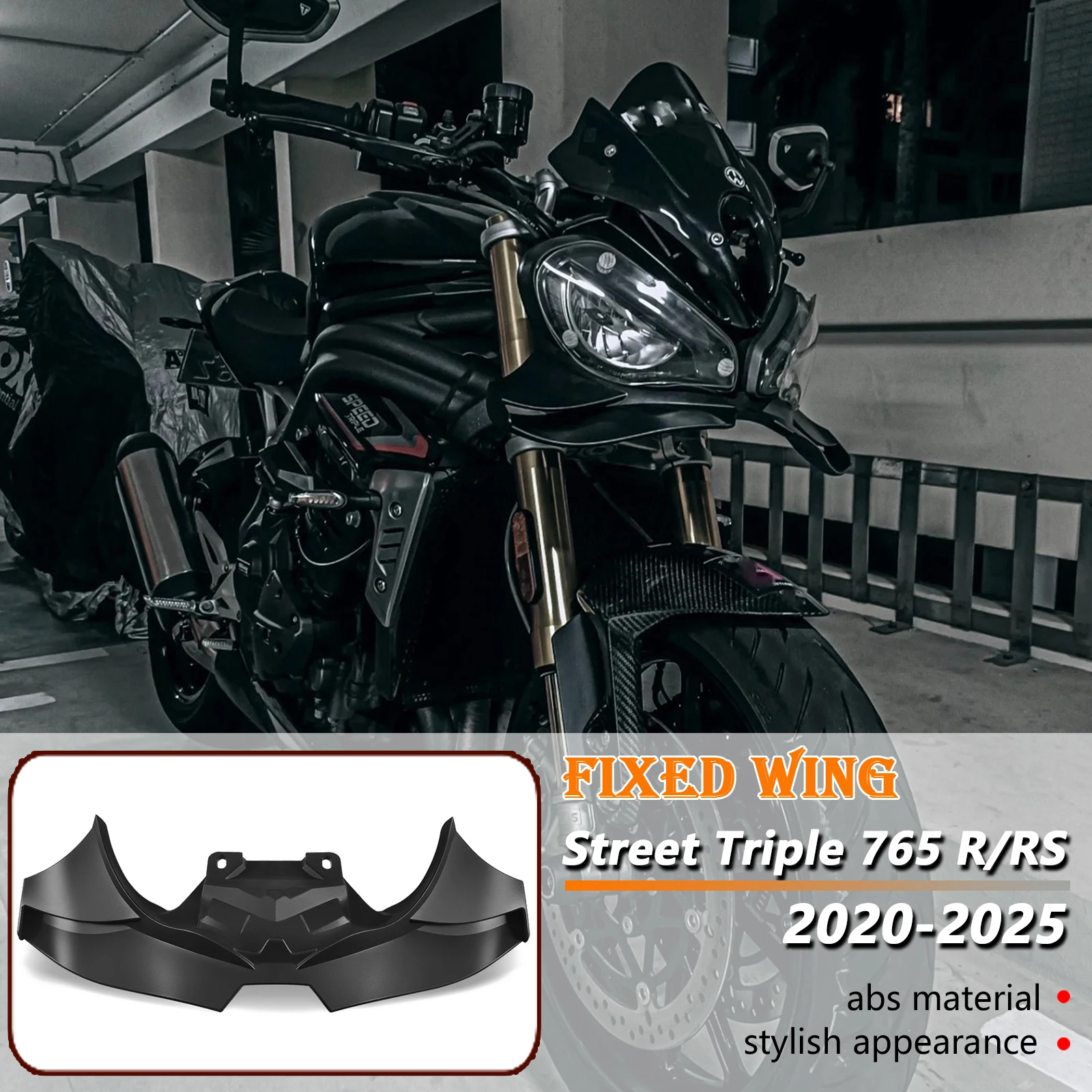 

For Street Triple 765R 765RS 2020-2025 2024 New Accessories Front Spoiler Motorcycle Winglet Spoiler Downforce Deflector