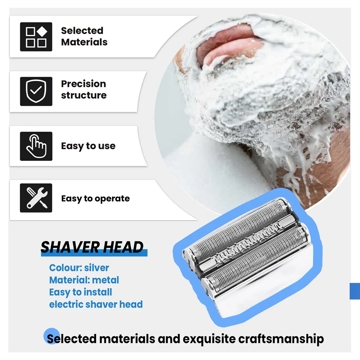 Replacement Shaver Head for Braun 70S Series 7 790Cc, 760Cc, 7850Cc, 7865Cc, 7880Cc, 7893S, 740S Cutter Replacement Head