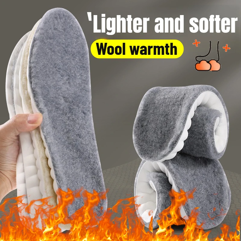 Cashmere Insole Self Heated Thermal Sports Insoles 4D Cloud Winter Keep Warm Plush Arch Support Soft Feet Anti-odor Shoes Pads