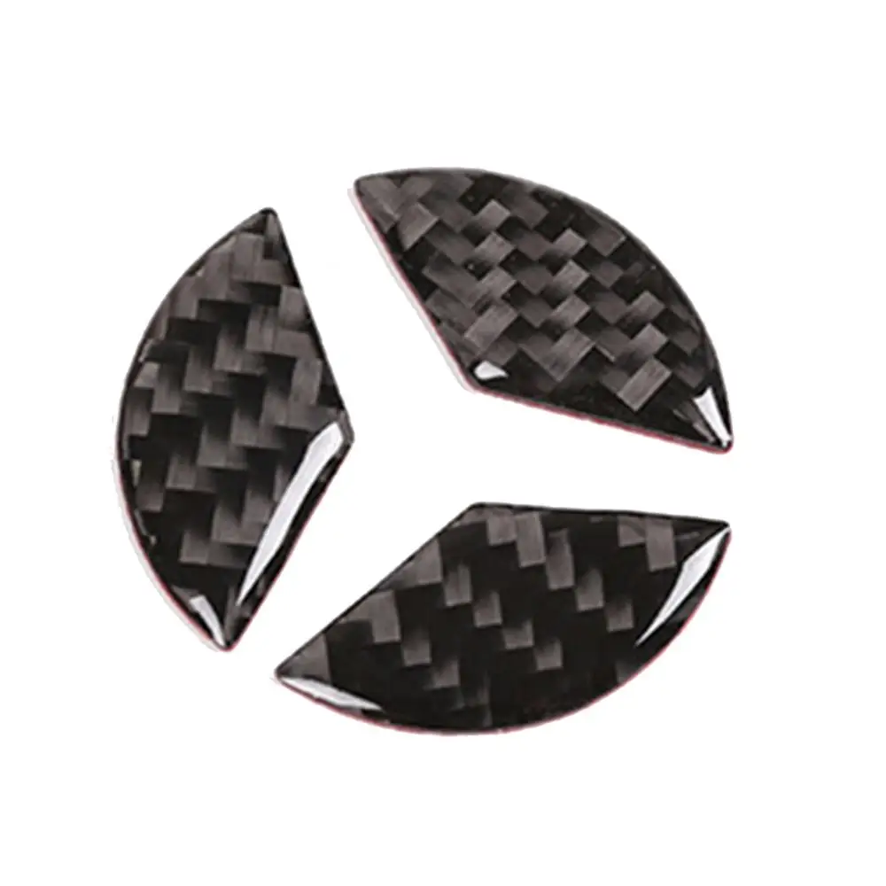 3Pcs Car steering wheel Emblem cover sticker carbon fiber style For A B C E CLA Class W204 W205 W212 W213