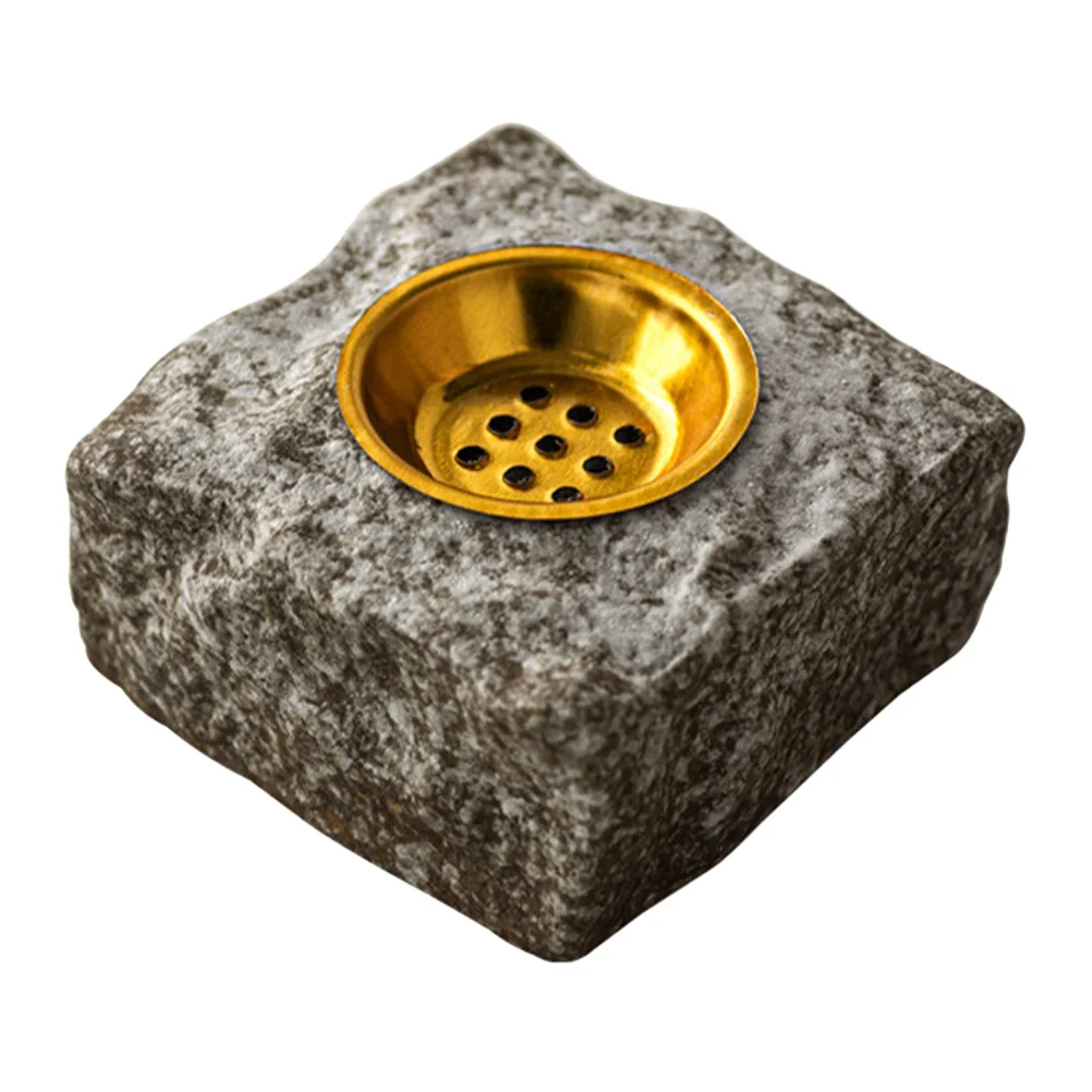 

Ceramic Incense Burner Desktop Zinc Alloy Chinese Cone Holder Ideal for Home Office Meditation Rock Pattern