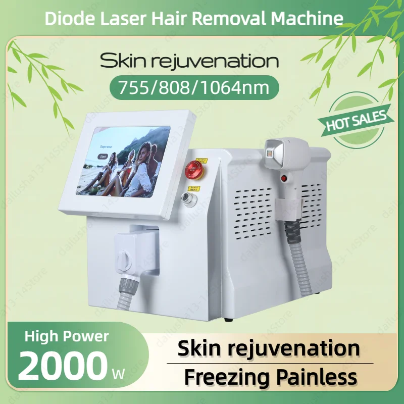 Hot 2000W 3 Wavelength 808 Diode Hair Removal Machine Professional Ce Approval Eos-Ice 755nm 808nm 1064nm Hair Remove Salon