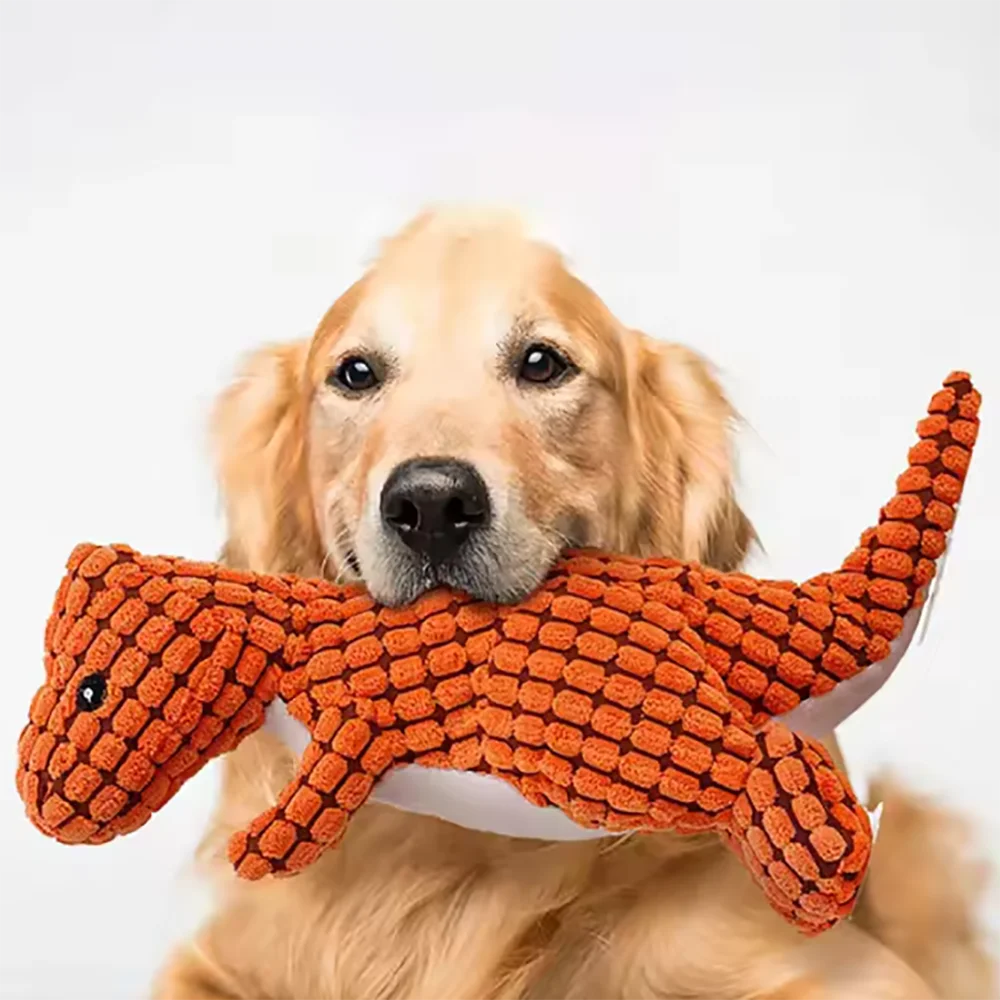 Pet dog chews stuffed with funny dinosaur shaped plush vocal toys suitable for training kinematic simulated animal dog toys