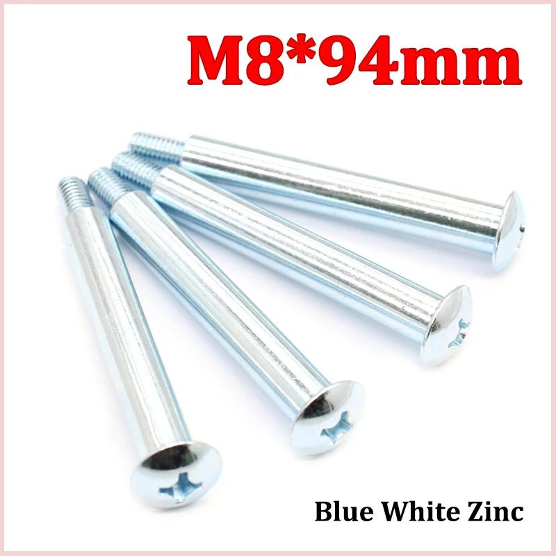 1pcs M8*94mm Phillips Truss Head Large Flat Round Cross Partial Thread Screw Bolt Non Standard Step Screw Blue White Zinc