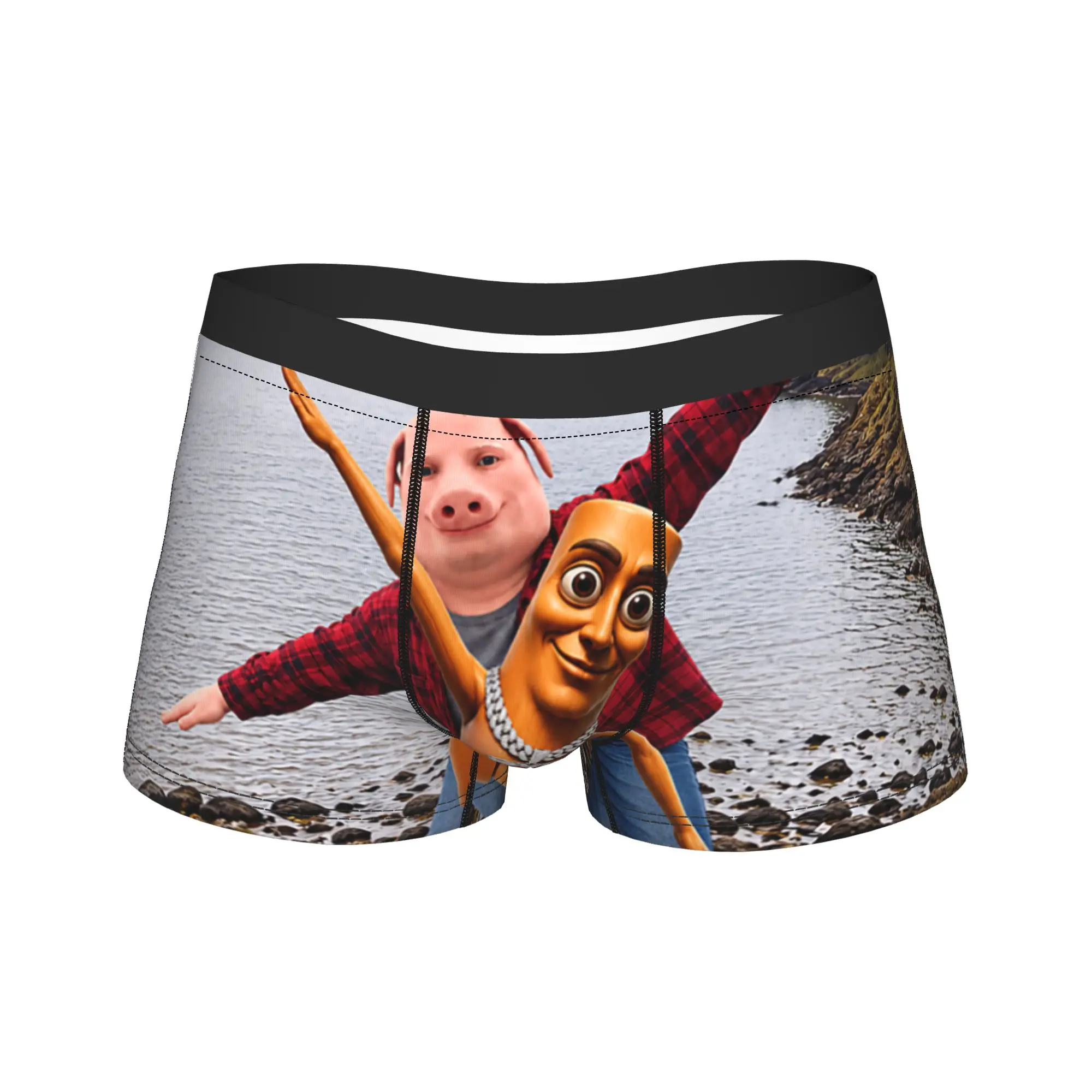 Tung Tung Tung Sahur Triple John Pork Calling Brianrot Underwear Man Panties Breathable Boxer Shorts Boxer Brief Plus Size