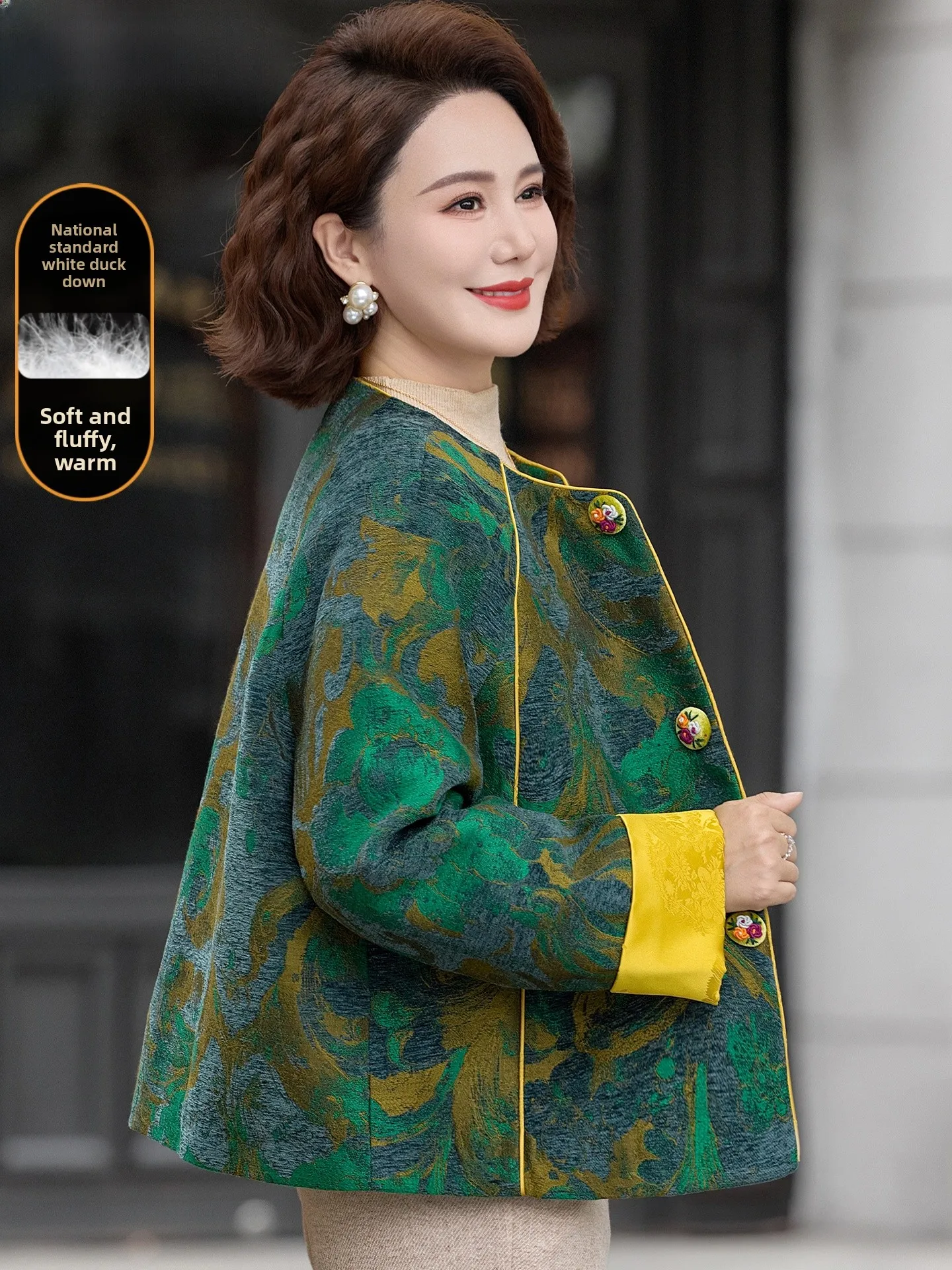 

Зимняя куртка Ele ort down Jaet для женщин среднего возраста, утепленная хлопковая жилетка в китайском стиле, теплая и модная