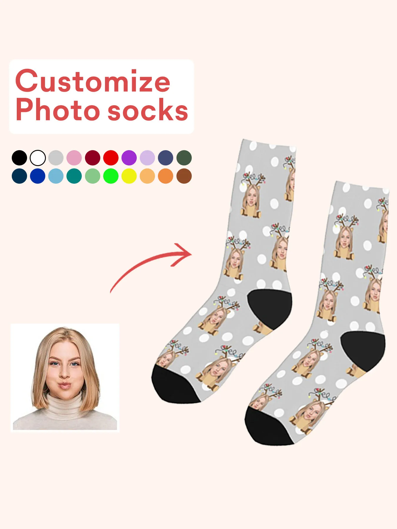 

Customized printing of your photos, personalized long socks, colored socks, men's women neutral socks, fun and innovative socks,