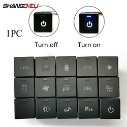 1PC Blue LED Light Car Power On Off DRL Fog Light Fan Radar Mirror Switch with Connecting Wire for For Isuzu D-MAX 2021- 2023