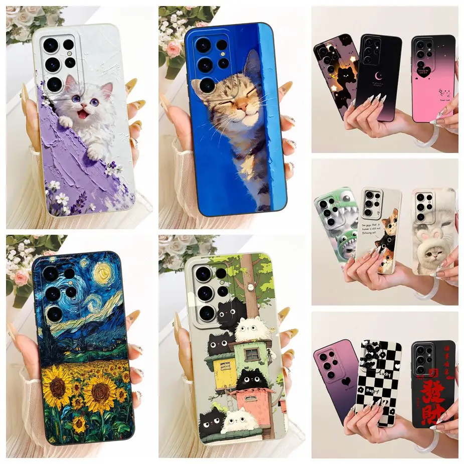 For Samsung Galaxy S25 Ultra 5G Case SM-S938B Cute Cat New Cartoon Cover Soft TPU Phone Case For Samsung S25 Plus S 25 S25+ Bags