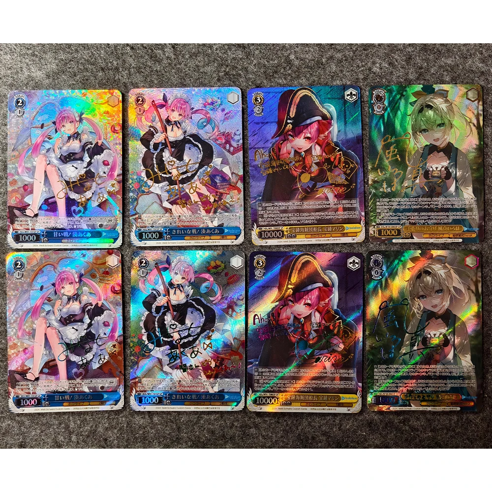 Anime Hololive WS Collection Card Kazama Iroha Houshou Marine Minato Aqua Signature Card Refractive Color Rainbow Flash Gifts