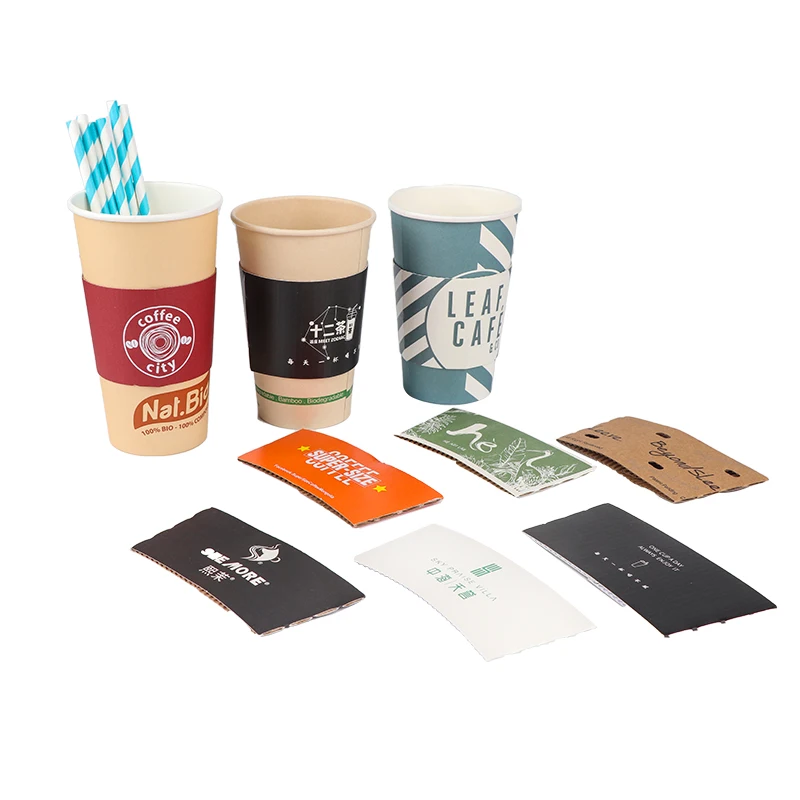 Customized productManufacturer Custom Printing Disposable Cardboard Kraft Paper Coffee Cup Holder Sleeves