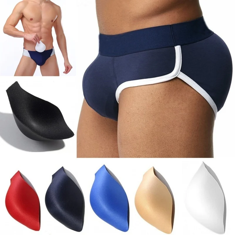 Men\'s Sexy Push Up Soft Sponge Pads Swimwear Enhancer Beach Swimsuits Briefs Shorts Pouch Bulge Underwear Padding Inserts Cups