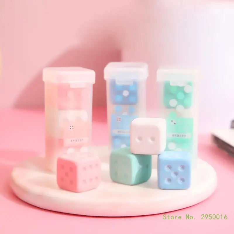 6PC Cubic Eraser Colorful Dices Eraser Easy Erasing Cartoon Rubber Erasers for Kid Gift Christmas Stocking Stuffer