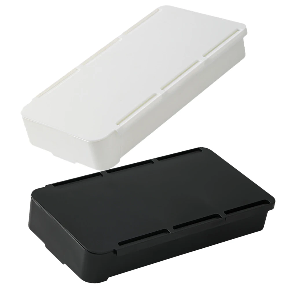 

2 Pcs Drawer Type Storage Box for Desk Black White Large Capacity HIPS Material Hidden Under Desk Stationery ganizer