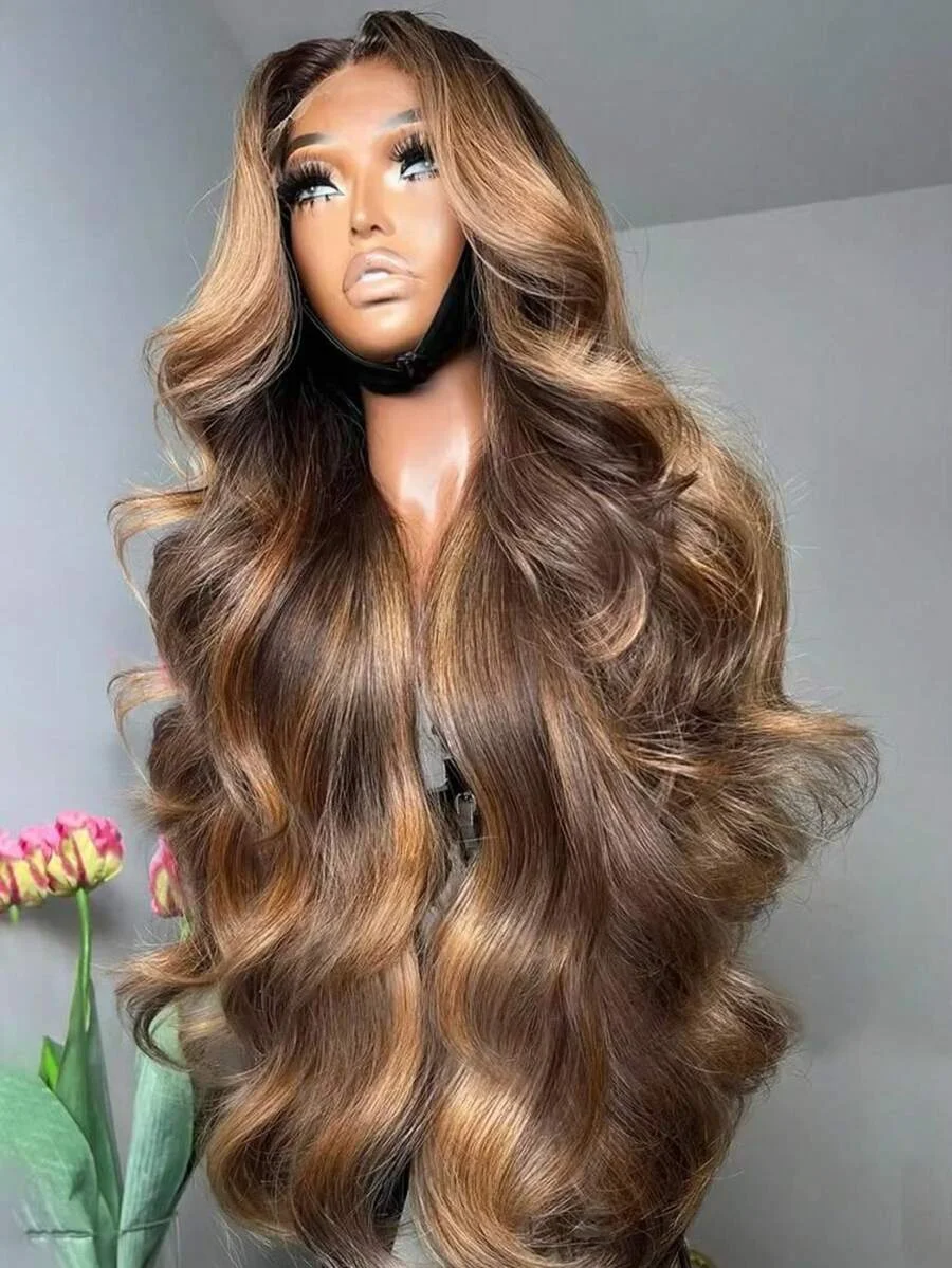 

P427 Highlight Human Hair Wigs 220 Density Body Wave Wigs Lace Frontal Wigs 13x6 13X4 HD Transparent Lace Frontal Wigs For Women
