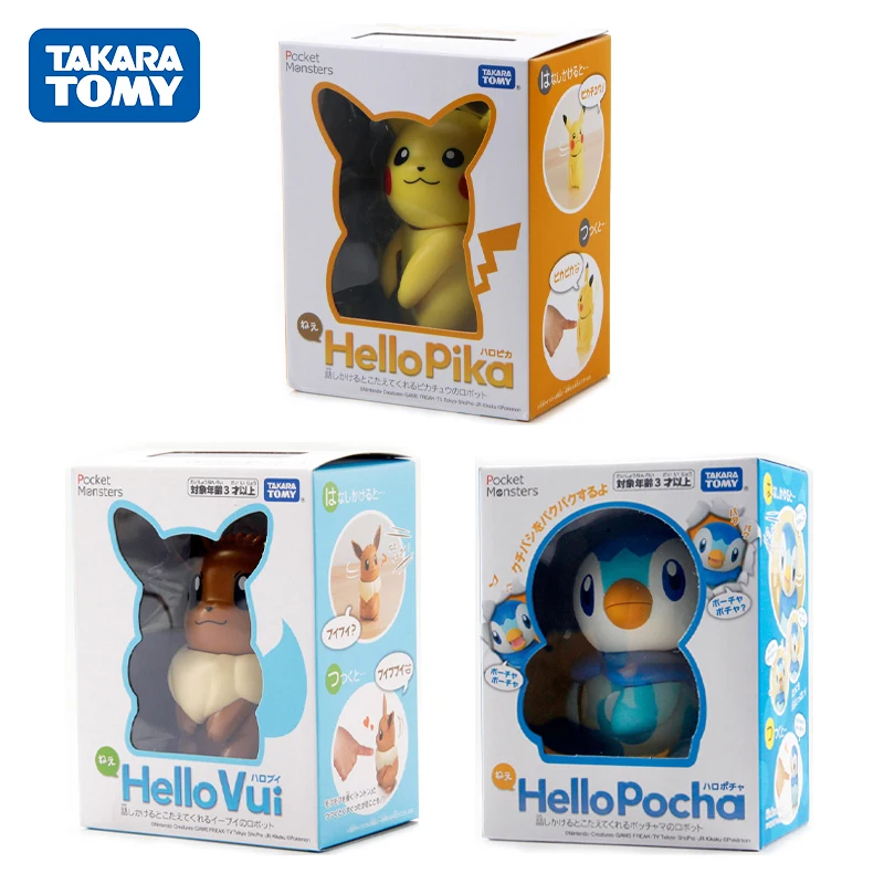 Takara Tomy Pocket Monsters Pokemon Hello Pikachu Vui Pocha Anime Figure Electric Sound and Talking Model Kids Interactive Toys