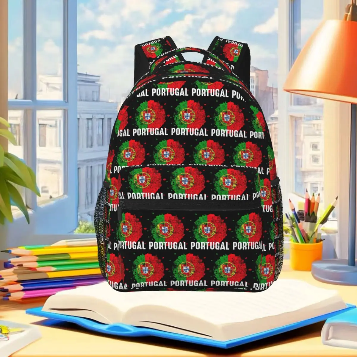 علم البرتغال حقيبة ظهر الطالب حقيبة مدرسية المشي لمسافات طويلة السفر Daypack للرجال النساء حقيبة الكتب الموضة حقائب الكتف